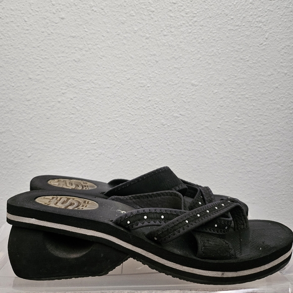 Skechers Platform Wedge Sandals Black Women’s 8 - Picture 1 of 5